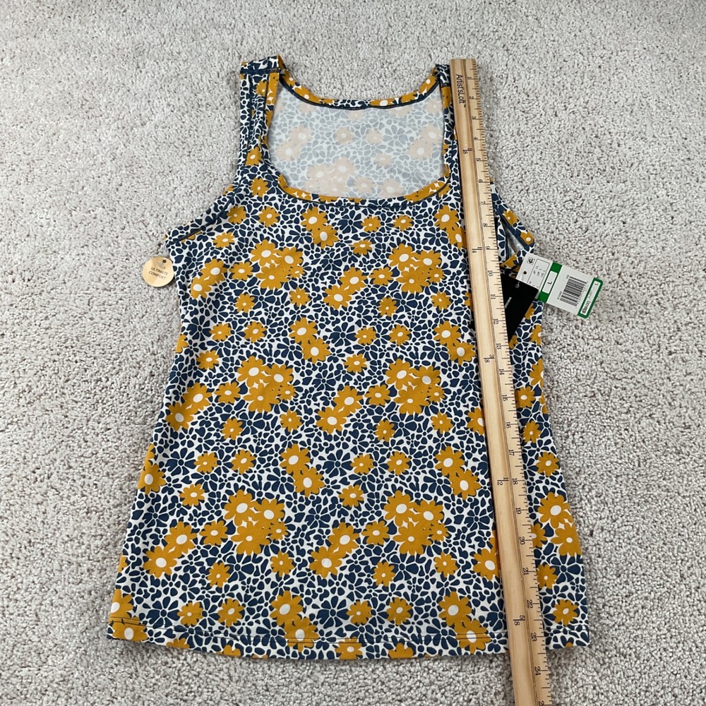 Wacoal Ultimate Comfort Floral Tank Top Navy Yellow Supima Cotton Blend NWT L - Picture 8 of 9